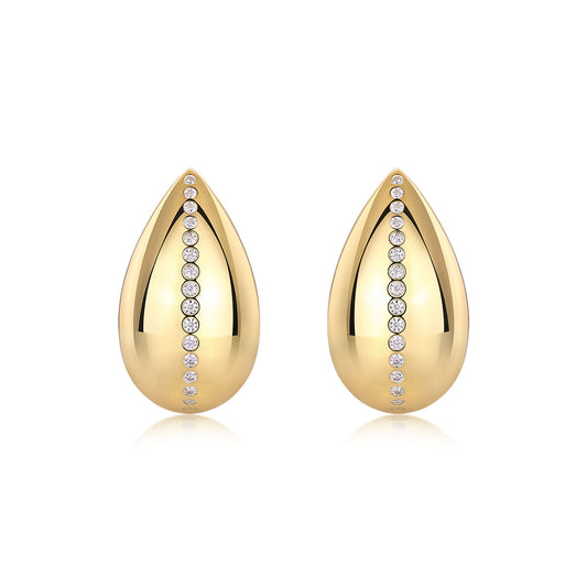 Teardrop Moissanite Stud Earrings - S925 Sterling Silver Gold-Plated, Elegant Water Drop Design for Women