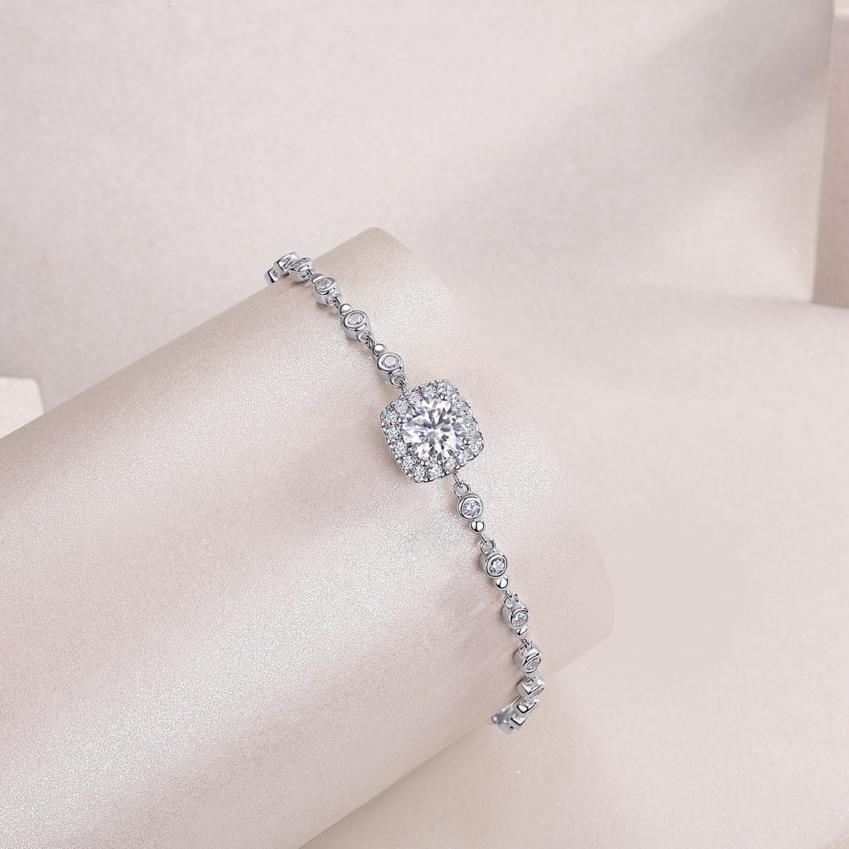 Fashion Femme Jewelry Gift Women 925 Sterling Silver VVS Moissanite Diamond Link Chain Bracelet