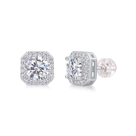 Moissanite Earrings White Gold 925 Sterling Silver