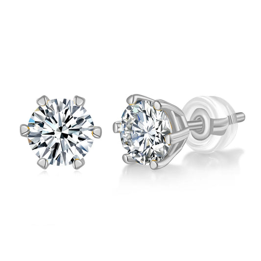 Luxury 0.5ct Moissanite Six-Claw Stud Earrings - S925 Silver