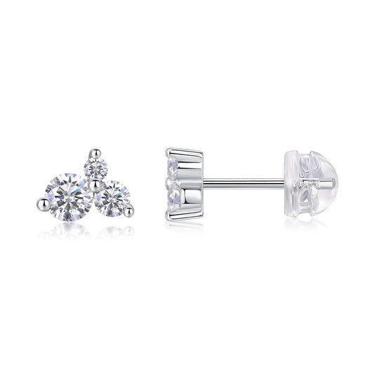 VVS Moissanite Classic Stud Earrings - White Gold-Plated Sterling Silver