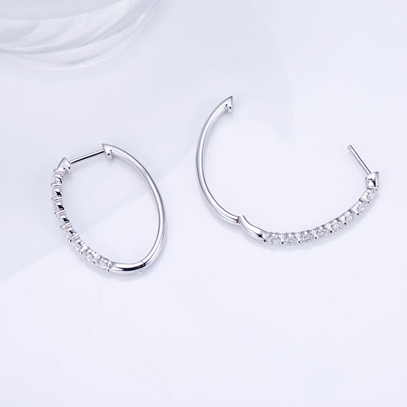 Elegant 14K Solid White Gold Lab Diamond Hoop Earrings: Perfect Gift for Her