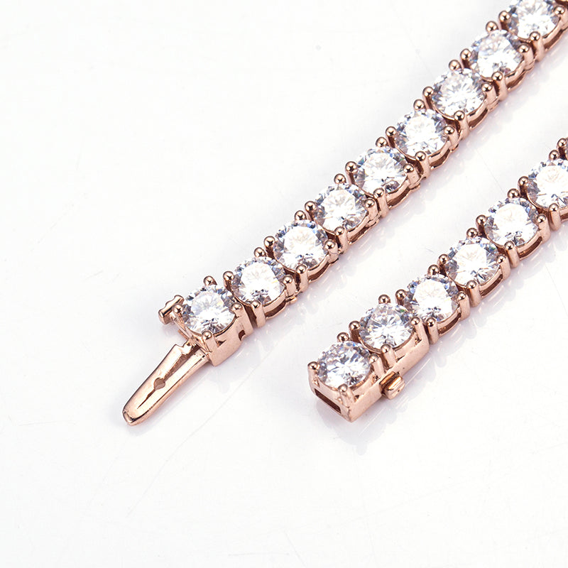 Radiant Links: 14K White/Yellow/Rose Gold Tennis Necklace with Hand-Set Lab Grown Diamonds